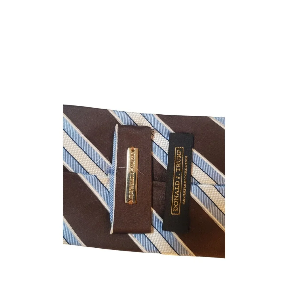 Donald J Trump Signature‎ Collection Brown Blue Diagonal Striped Silk Necktie